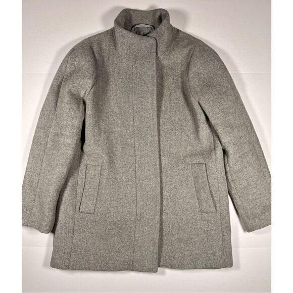 J. Crew Wool Blend Lined Stand Collar Full Zip Preppy City Coat Grey Size 14 EUC - Picture 1 of 10